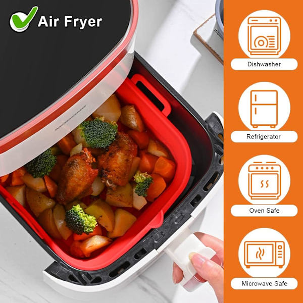 2-pack (20 cm) Silikonkorgar för Airfryer, Vikbara