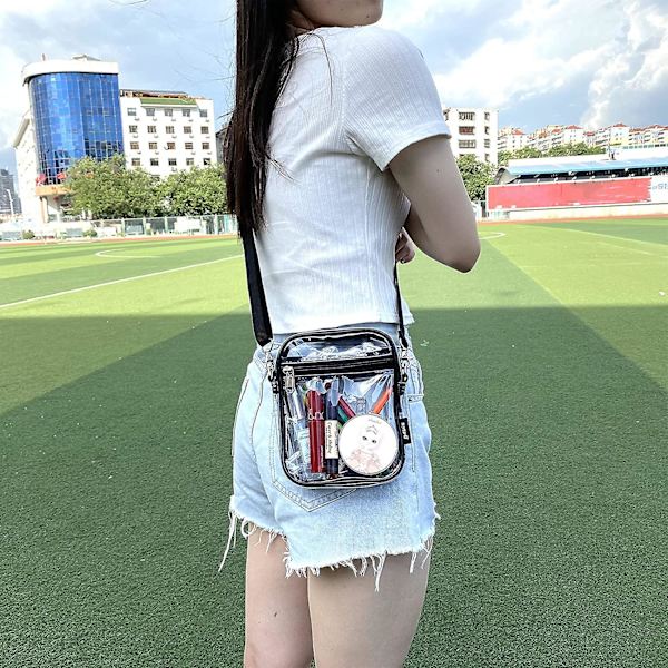 Läpinäkyvä crossbody-laukku, stadionille hyväksytty läpinäkyvä käsilaukku konsertteihin ja urheilutapahtumiin