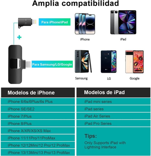 Trådløs Mikrofon til Mobiltelefon, Lapel Mikrofon til iPhone/iPad/Android, Professionel Lavalier Mikrofon