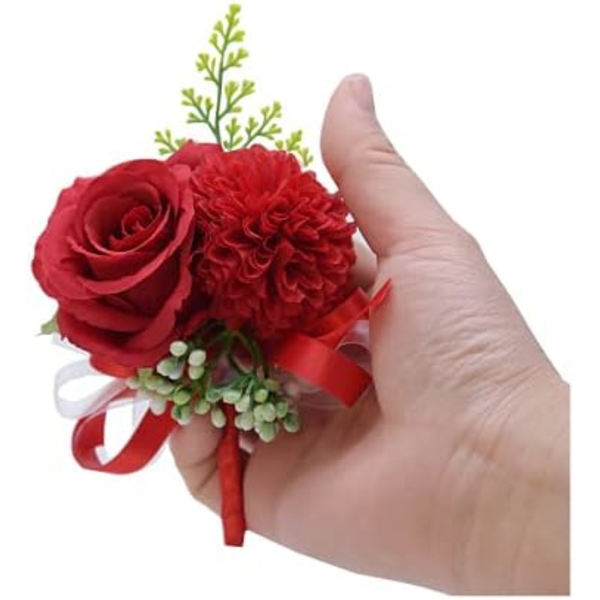 Blomster Håndleds Corsage Sæt, Simulerede Roser og Nelliker