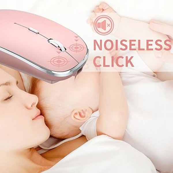 1 stk Genopladelig Trådløs Mus, Slank Lydløs 2.4G Trådløs