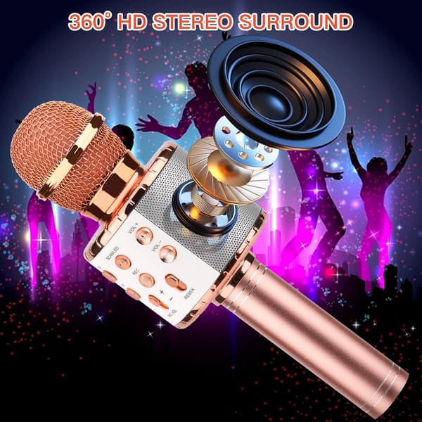 Karaoke-mikrofoni, 4-in-1 langaton mikrofoni LED-valoilla