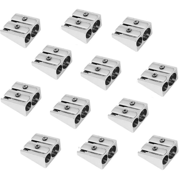 12 Pieces Metal Pencil Sharpener Double Hole School Pencil SharpenerSchool Pencil And Pencil Sharpener For Kids And Adults(12)