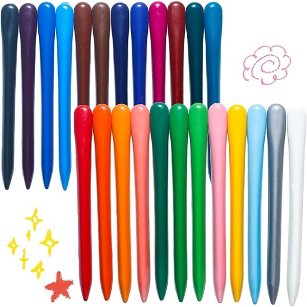 Baby 24 färger triangulära pennor, tvättbara pennor,