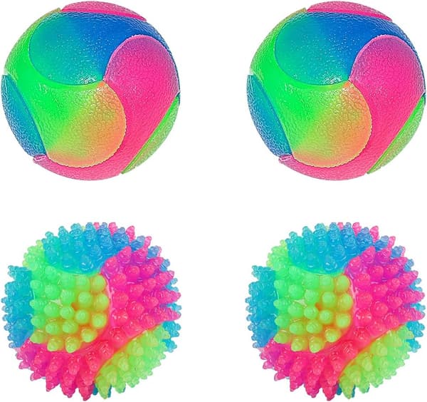 4 st LED Hundboll Hundleksak Boll Interaktiv Studsande Luminous