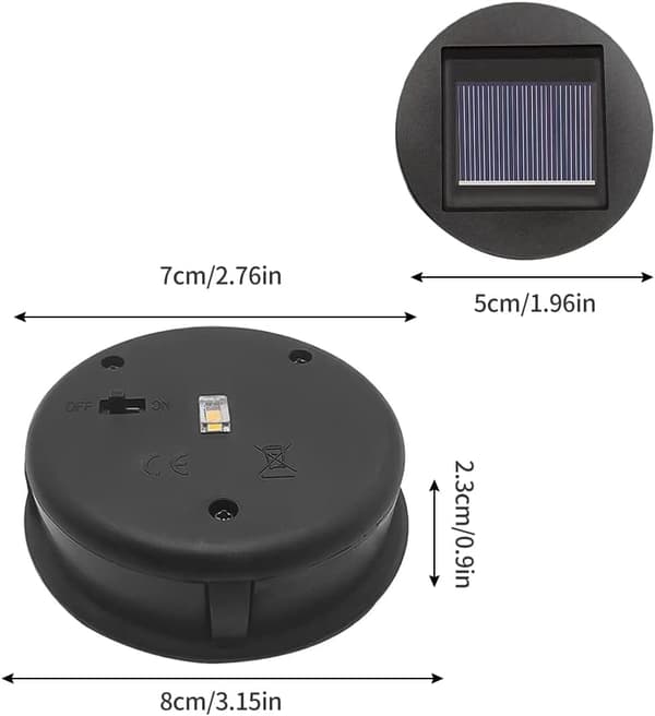 2 stycken svarta solcellslampor med batterilåda, utomhus, plast
