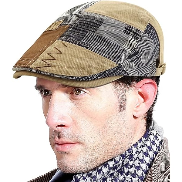 Mænds Vintage Flad PU Læder Hat, Justerbar, Efterår/Vinter