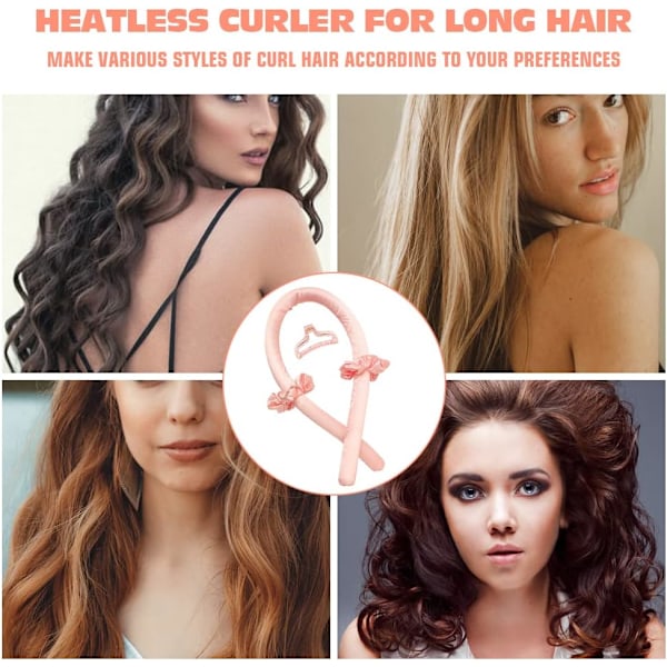 Varmefrie Hårrulletørrer til Krøller, Varmefrie, Silkebånd, Krøllejern, Hårclipskrøller, Naturlige Lazy Hair Claw Clip Hårcurls