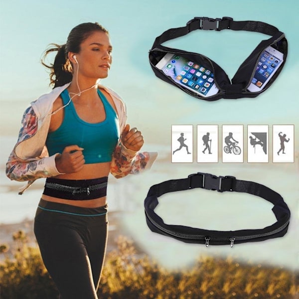 Vattentät Sport Midjeväsk Running Belt, Elastisk Jogging Midja
