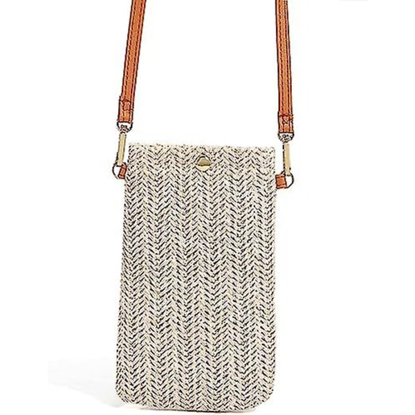 Off White Crossbody tasker, Kvinders Casual Woven Straw Woven tasker, Woven Crossbody tasker, Mobiltelefon tasker