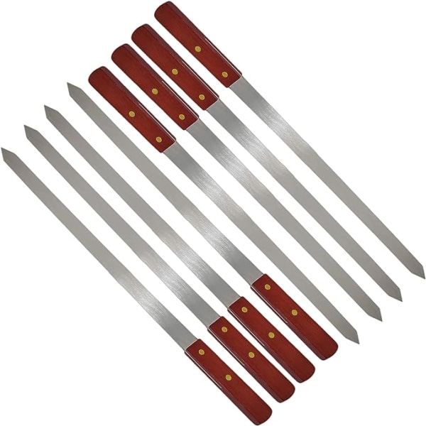 8 stycken grillspett i rostfritt stål, 60 cm grillspett, med