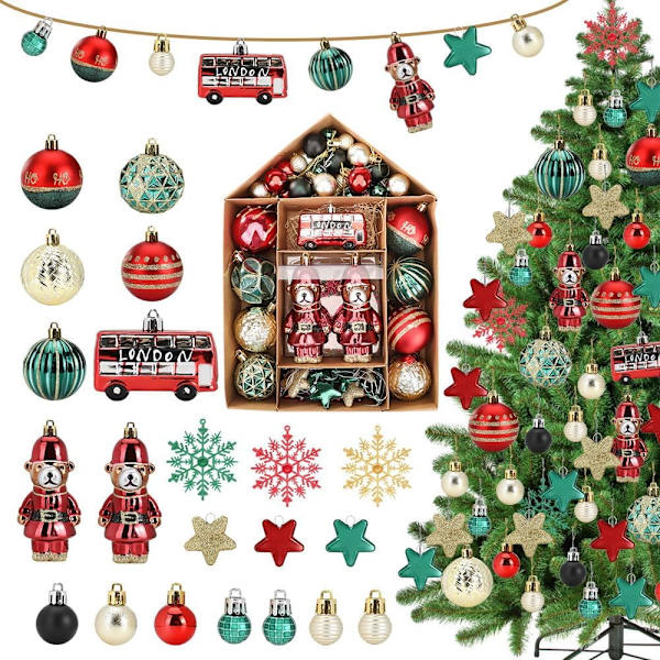 Julgranspynt Bollar, 70-pack Julgransdekorationer, Målade Julgransbollar Hängande
