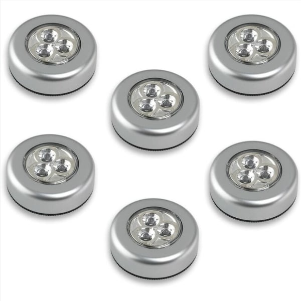 6 LED-lampor 68mm, plus batteri - måste tryckas för att tändas -