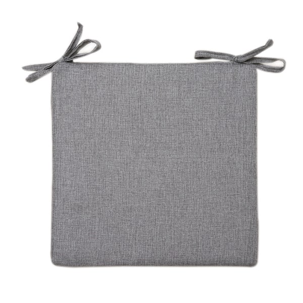1 x Grå Linned Bomuld Sommer Stolhynde - 40 x 40 x 4 cm - Ensfarvet Linned Look - Plet- og Vandafvisende - Med F