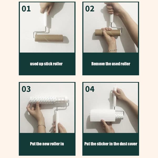 1 stk Gjenbrukbar Lint Roller 60 rive erstatningspapir + støv