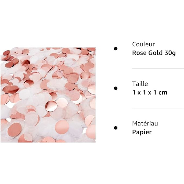 Rose Gold -konfettia ja -paperia pöytäkoristeeksi