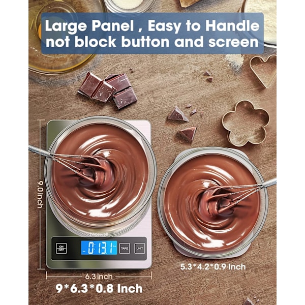 Kökssvåg, 22lb Digital Kökssvåg Vikt Gram och oz för Matlagning Bakning, 1g/0.1oz Precis Avläsning, Rostfritt