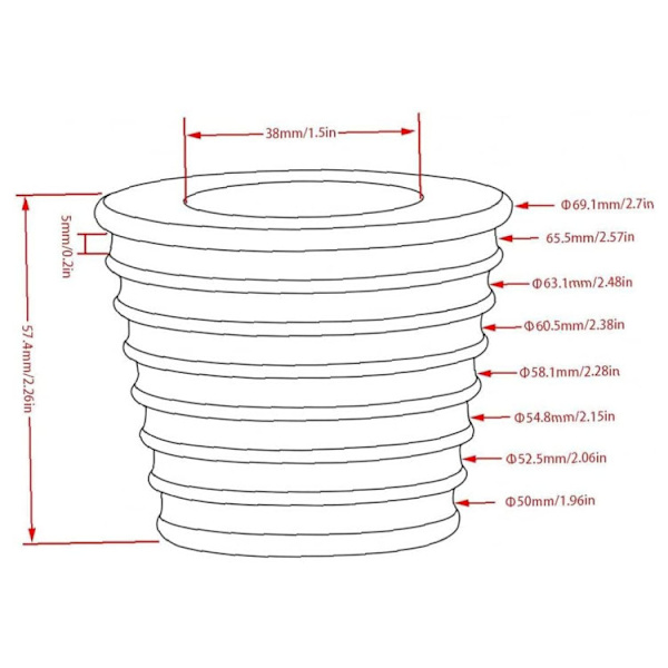 2x Gummiparasoll-Kile for Baseholder Hull Plugg Bord
