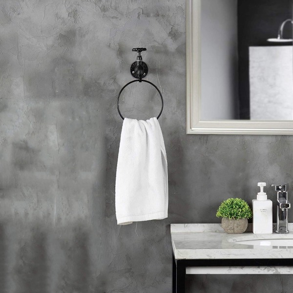 Vægmonteret Rustik Industriel Hane Design Sort Metal Servietring