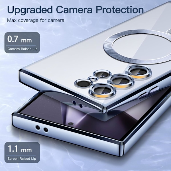 Transparent mjukt fodral kompatibelt med Samsung Galaxy S24 Ultra 6,8 tum, helt skyddat kameralins