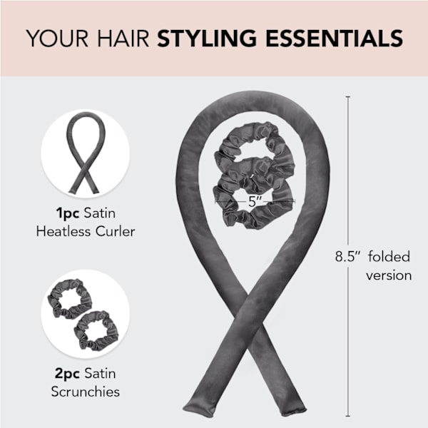 Satin Heatless Curling Set - Varmefrie Hårkrøller til at sove i, Varmefrie Krøller om natten - Varmefrie Krøllejern - N