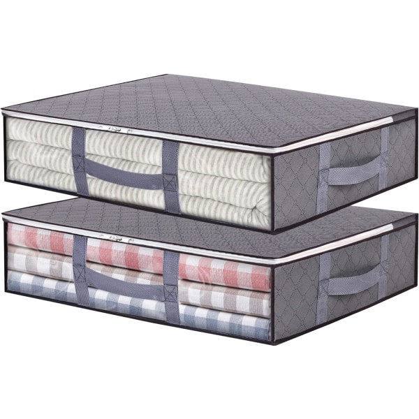 2-pack 40L Vikbar Förvaringsväska Under Sängen med Transparent Fönster