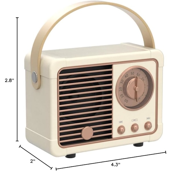 Retro Bluetooth Højttaler Trådløs Mini Højttaler, (Beige)