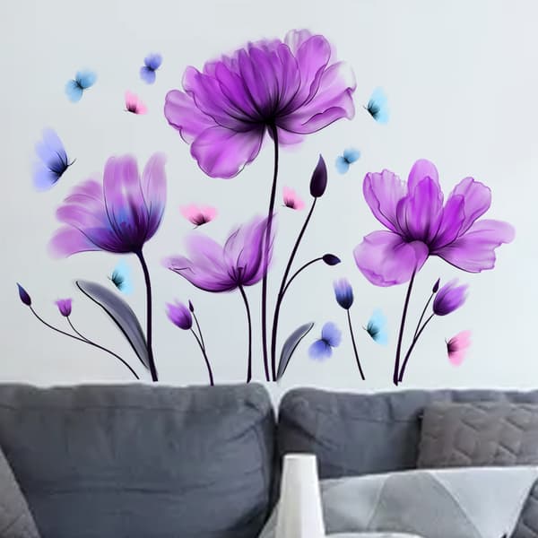 Väggdekaler Flickblomma Väggdekal Trädgård Blomma Tulpan Vägg