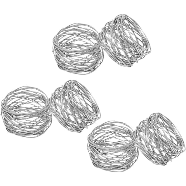 Gyllene rund mesh servettringhållare (silver, 6 stycken),