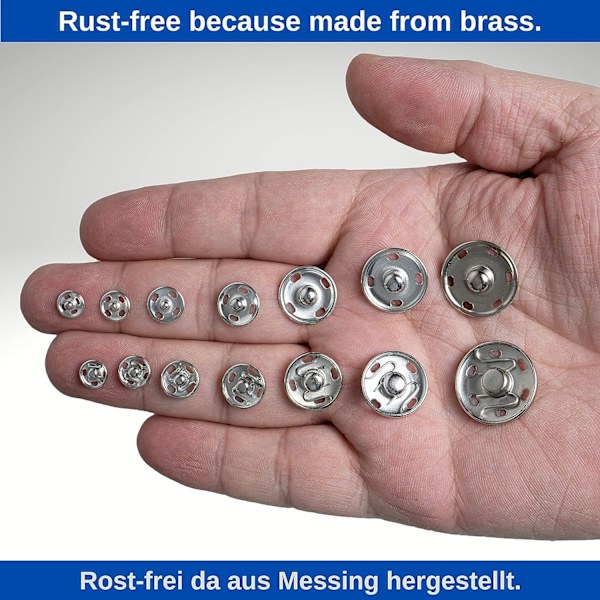 Sömnadssnappar, (Ø6mm), 20 par Silver, Spännen för Kläder och Textilier