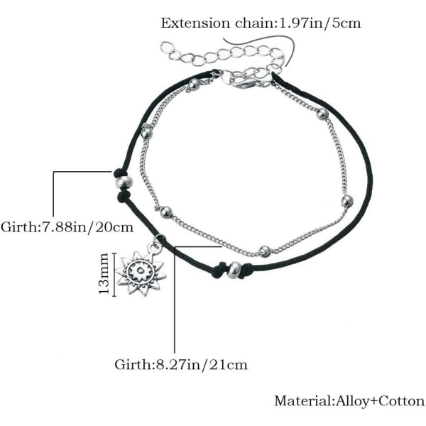1 stk (Svart) Minimalistisk Tau Sol Legering dobbeltlags fotkjede
