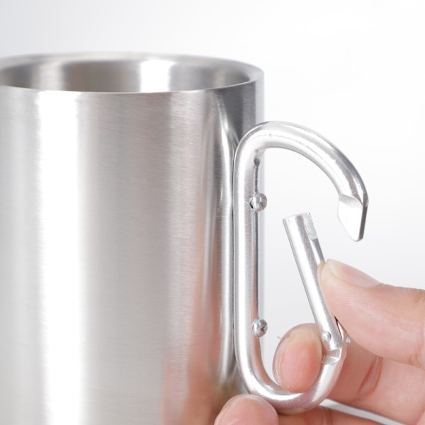 Outdoor Portable Double Wall Stainless Steel Mug - Silver Handle