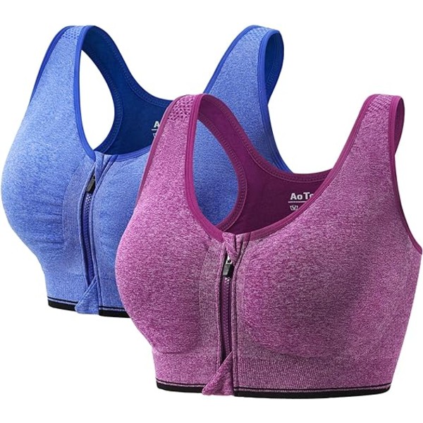 2 Pack XL Sportsundertøy for kvinner, blå + lilla avtagbar