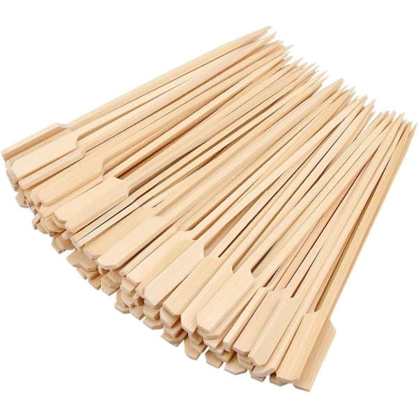 100 stycken grillspett av bambu, 12 cm naturliga trägrillspett