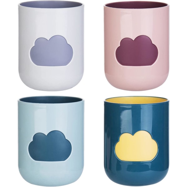 Plasttumbler, 4 stycken Tandborstkopp Munsköljkopp