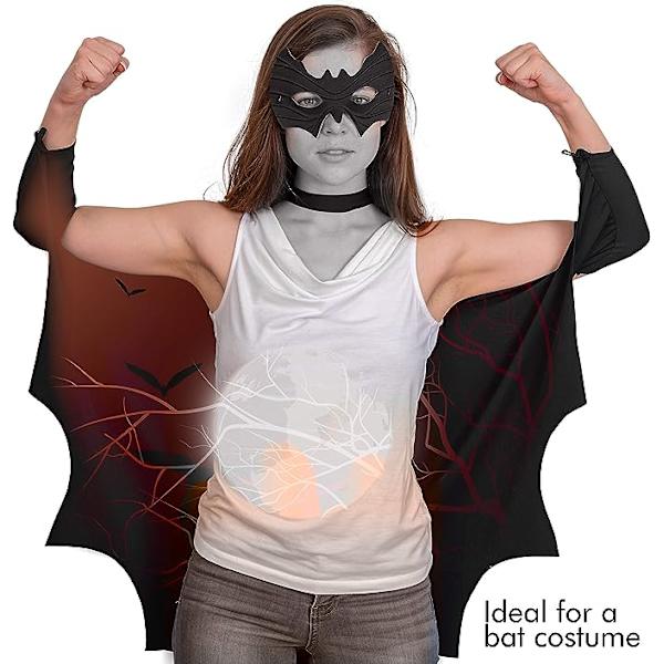 Skeleteen Bat Wings Kostume Tilbehør - Sort Vingesæt Til At Klæde Sig Ud