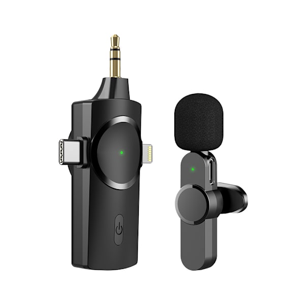 Dobbelt Trådløs Lavalier Mikrofon for iPhone, Android, Dobbelt