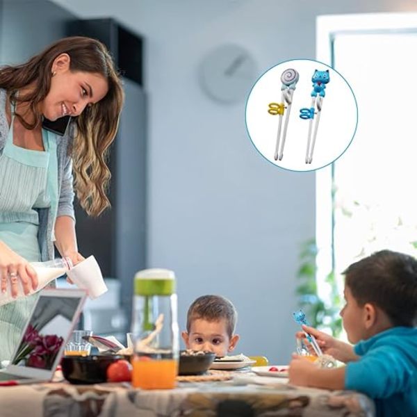 2 Par Rebrukbare Blå Tegneserie Pinner, Barnepinner,