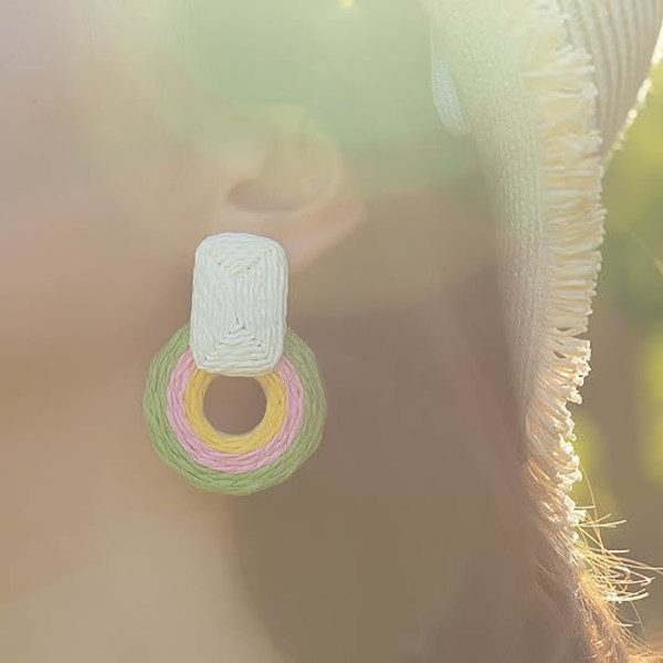 Statement Raffia Øreringe Søde Boho Øreringe Rattan Dangle Øreringe