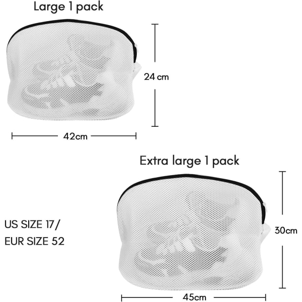 2-pack Skotvättpåse, Tvättenät med Blixtlås för Tvät