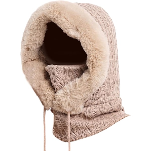 Vinter Balaclava Huer for Kvinner S ki Varme Tykke Fluff Beanie Voksen Hals Ansiktsdeksel Caps