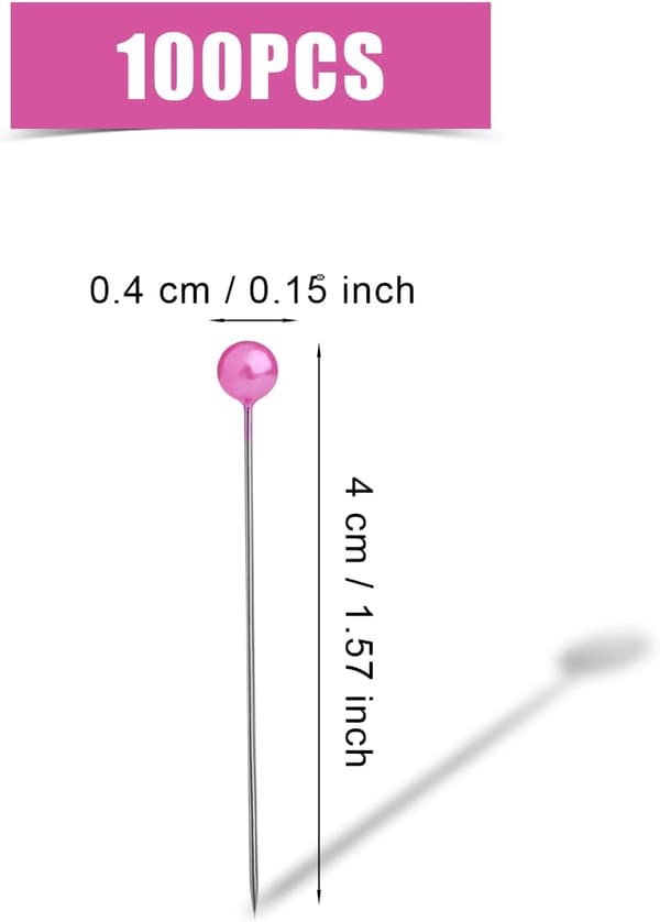 100 Stykker Sy-nåler 4cm, Plastkulehode, Rett Sy