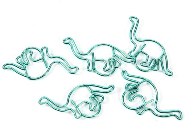 12 stykker papir klips, rustfritt stål dinosaurformet papir