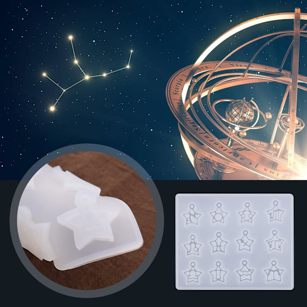 2 st 12 Stjärnteckenformar Runda Stjärnformade Formar för Zodiactecken