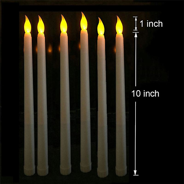 Set med 6 elektriska ljus för dekoration, inredning, fungerar med två AAA-batterier (ingår ej), 2,1 * 28 cm, vita