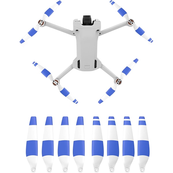 (Hvid&Blå) Kompatible Droner 8 stk. 6030F Propeller til DJI Mini 3 Pro Propeller CCW CW Reservedel Støjreduktion