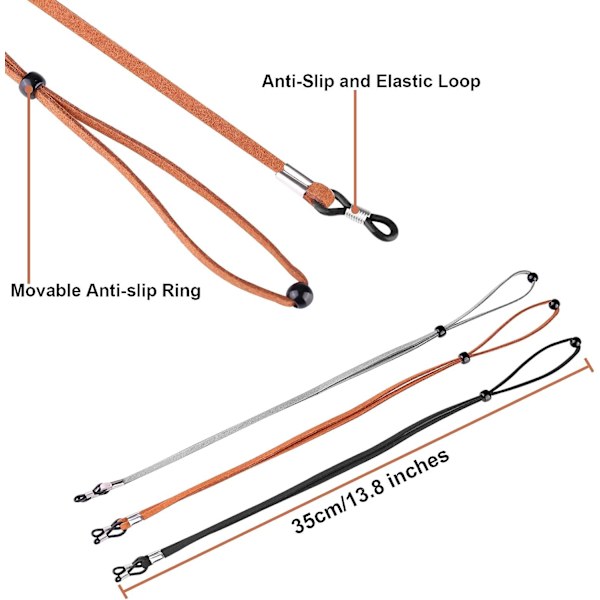 Glasögonsnöre, 3-pack Justerbara Universal Glasögonsnöre