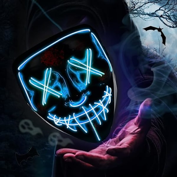 2022 Halloween Scary Mask Cosplay Led Kostumemaske EL Wire Lys
