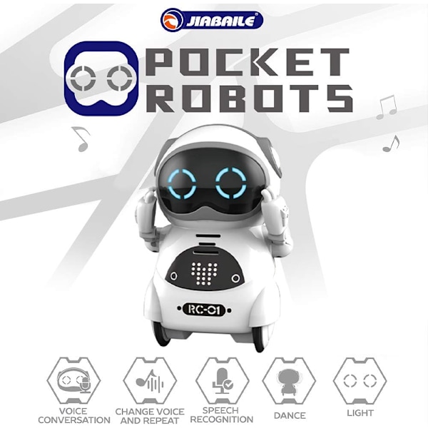 Lomme Robot Talende Interaktiv Dialog Stemmegenkendelse Optagelse Sang Dans, Hvid