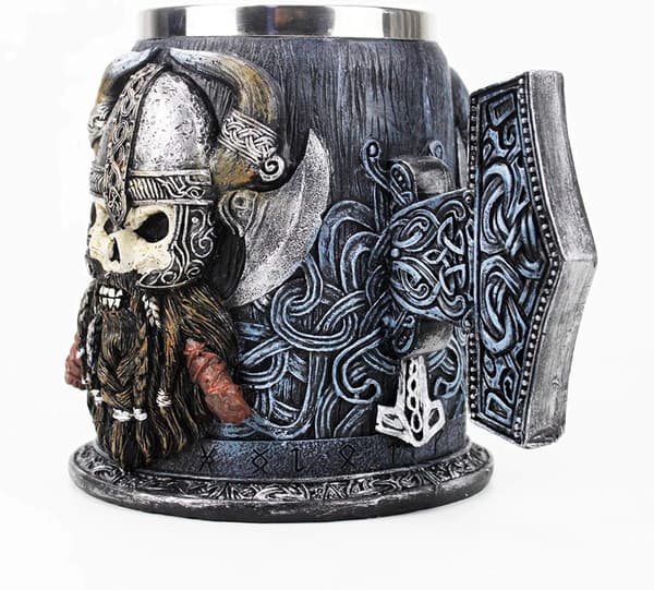Viking Kaffe- och Ölkoppar, 600ML, Tankardkopp med Rostfritt Stål